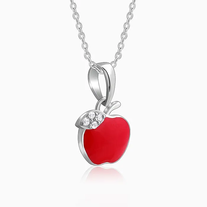 Silver Apple Kids Pendant With Link Chain Giva