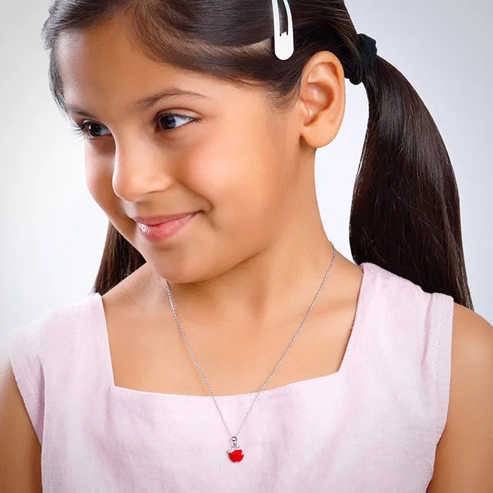 Silver Apple Kids Pendant With Link Chain Giva