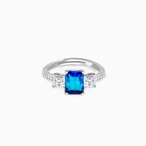Silver Aqua Blue Baguette Ring Giva