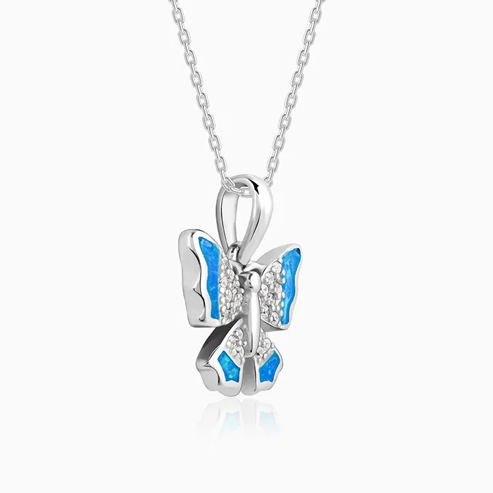 Silver Azure Butterfly Pendant With Link Chain Giva