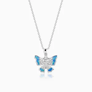 Silver Azure Butterfly Pendant With Link Chain Giva