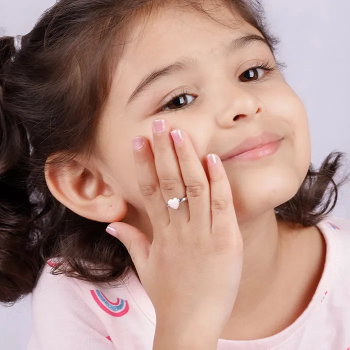 Silver Baby Pink Love Kids Ring Giva