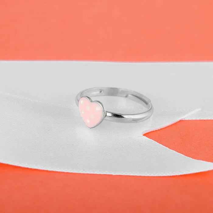 Silver Baby Pink Love Kids Ring Giva