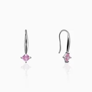 Silver Baby Pink Square Earrings Giva