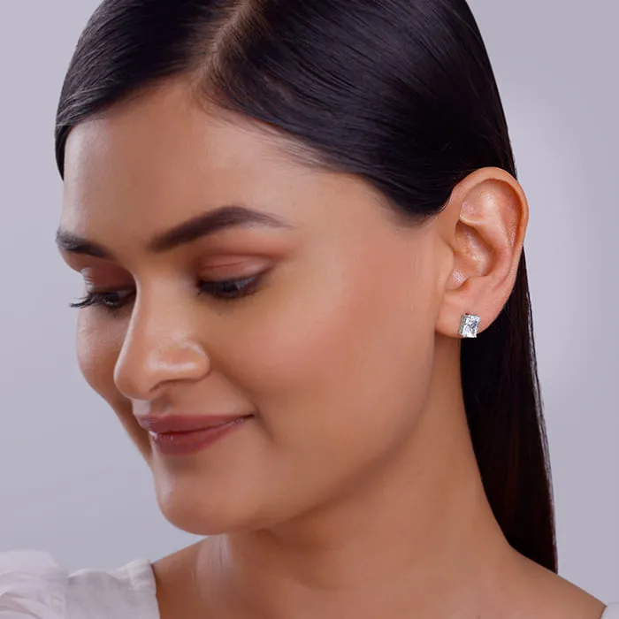 Silver Baguette Zircon Studs Giva