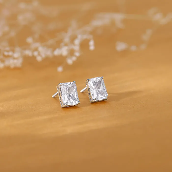 Silver Baguette Zircon Studs Giva
