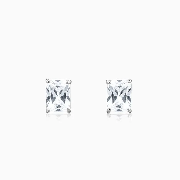 Silver Baguette Zircon Studs Giva