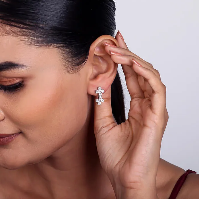 Silver Bedstraw Flower Earrings Giva
