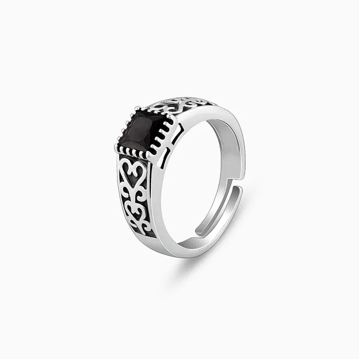 Silver Black Stone Ring For Him Giva