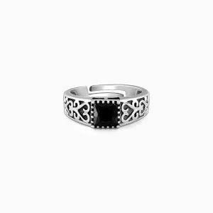 Silver Black Stone Ring For Him Giva