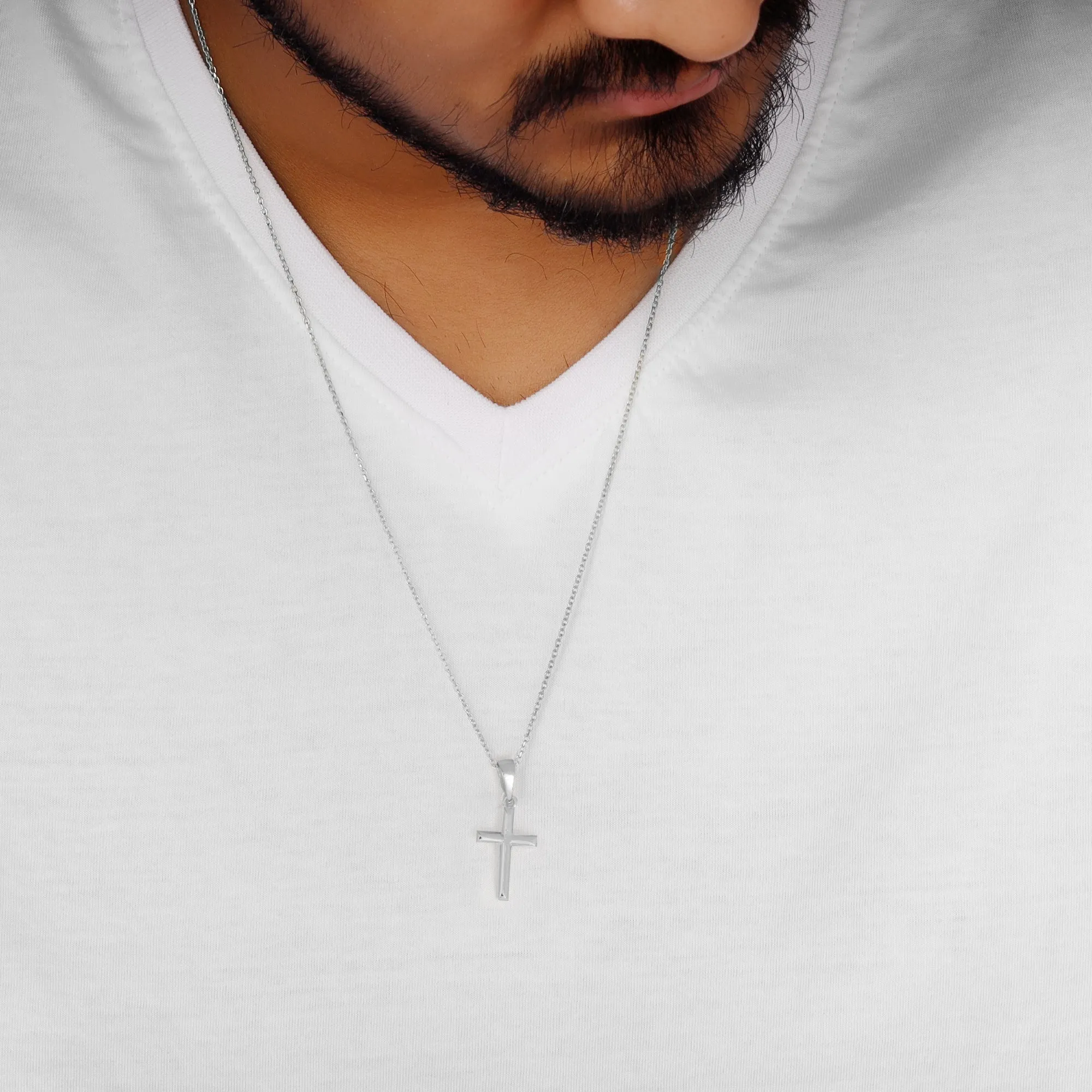 Silver Blessed Holy Cross Pendant with Link Chain Giva