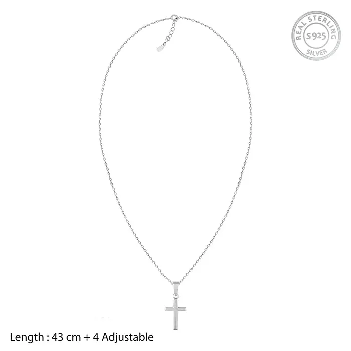 Silver Blessed Holy Cross Pendant with Link Chain Giva