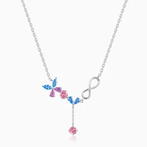 Silver Blue Butterfly Infinity Necklace Giva
