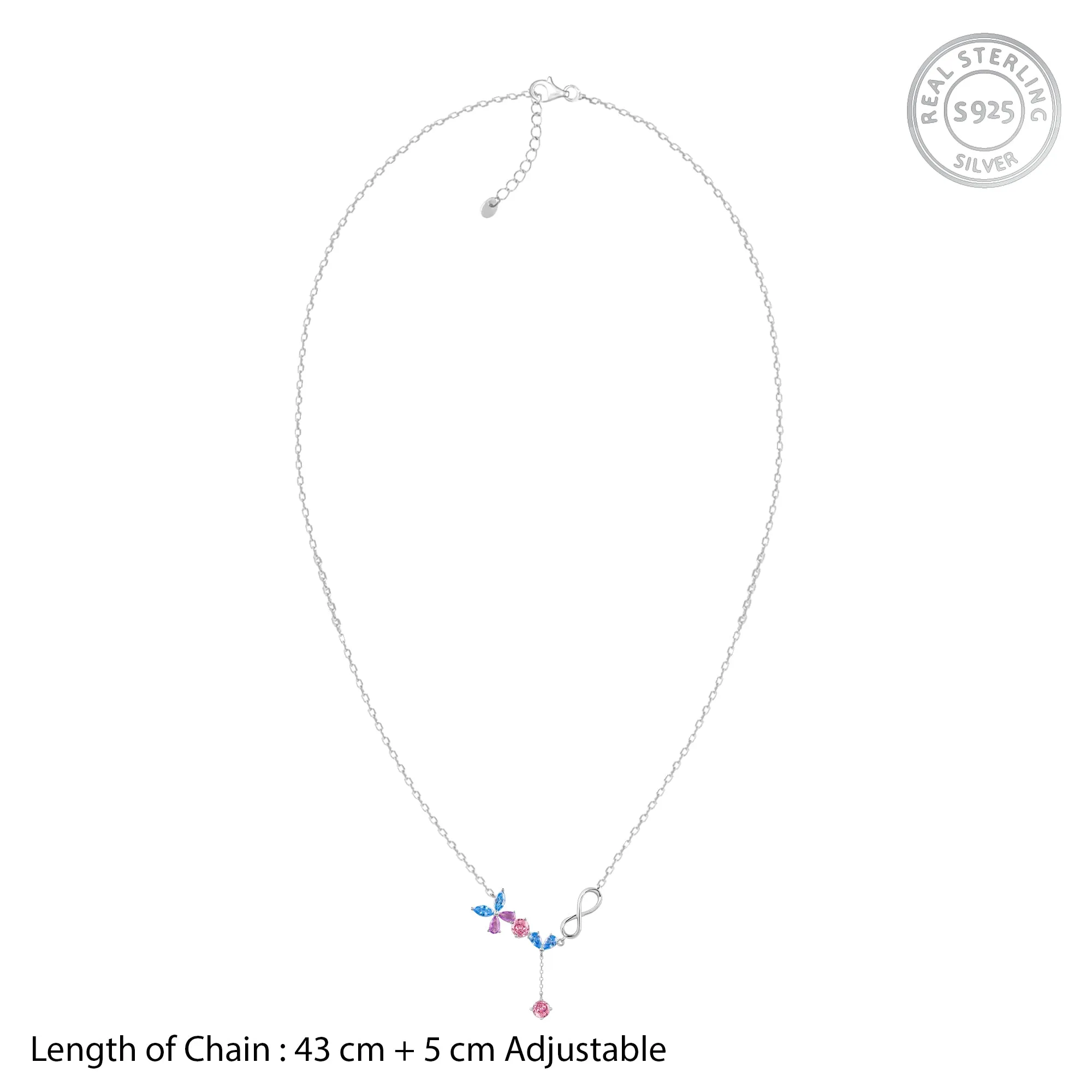 Silver Blue Butterfly Infinity Necklace Giva