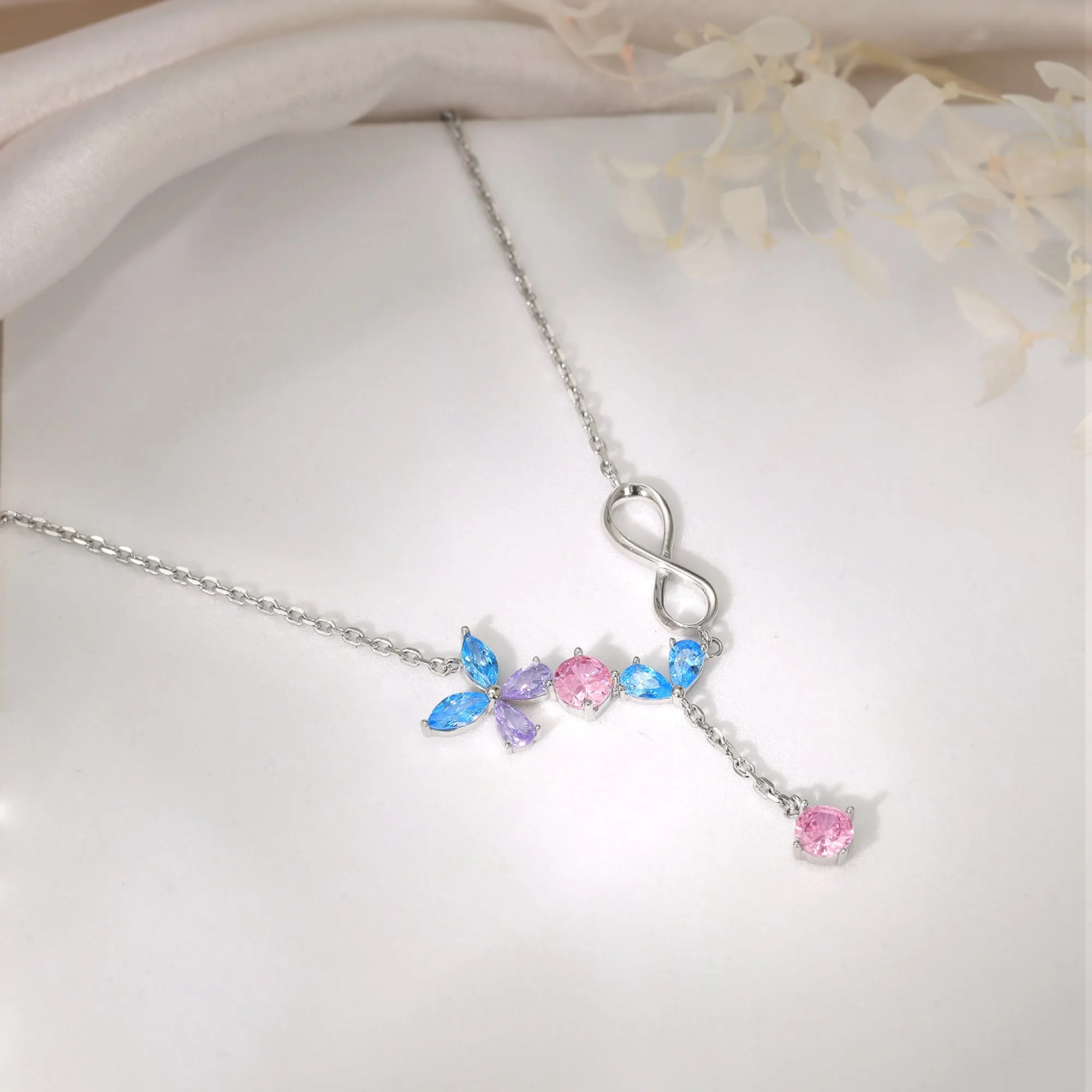 Silver Blue Butterfly Infinity Necklace Giva
