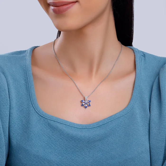 Silver Blue Ebony Pendant With Link Chain Giva