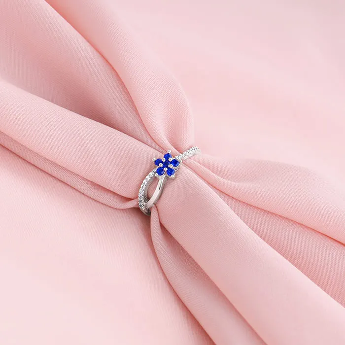 Silver Blue Floral Ring Giva