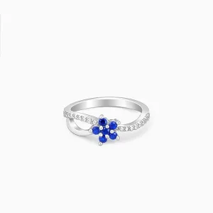 Silver Blue Floral Ring Giva