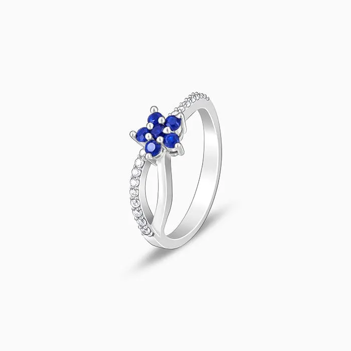 Silver Blue Floral Ring Giva