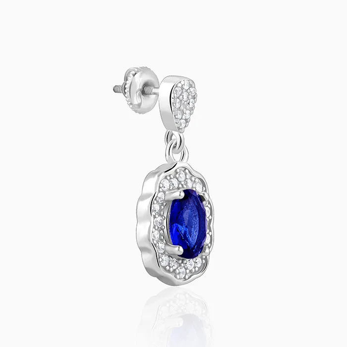 Silver Blue Floret Earrings Giva