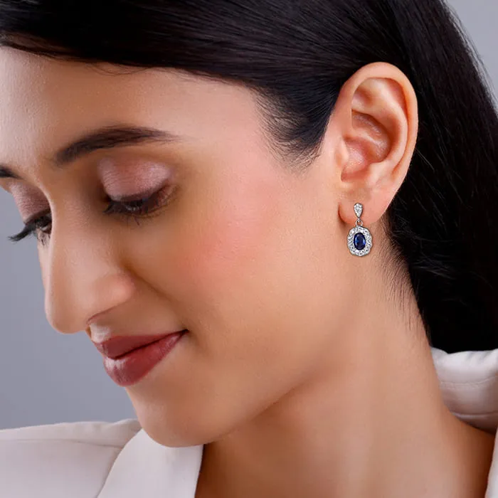 Silver Blue Floret Earrings Giva