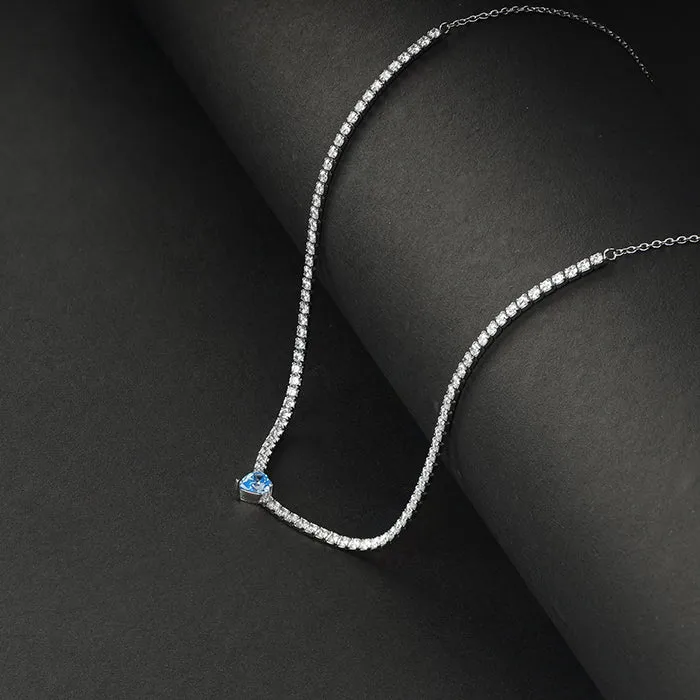Silver Blue Heart Choker Necklace Giva
