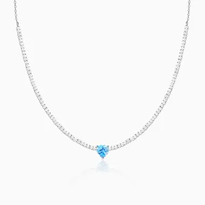 Silver Blue Heart Choker Necklace Giva