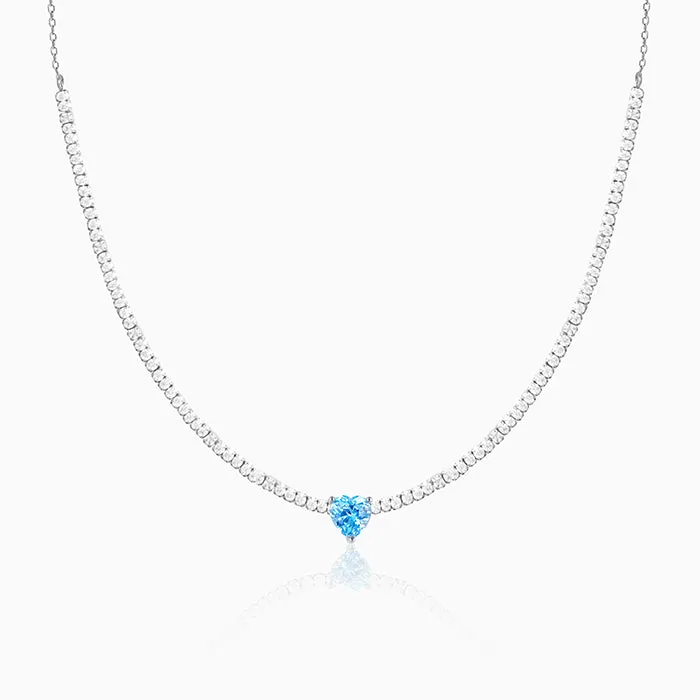 Silver Blue Heart Choker Necklace Giva