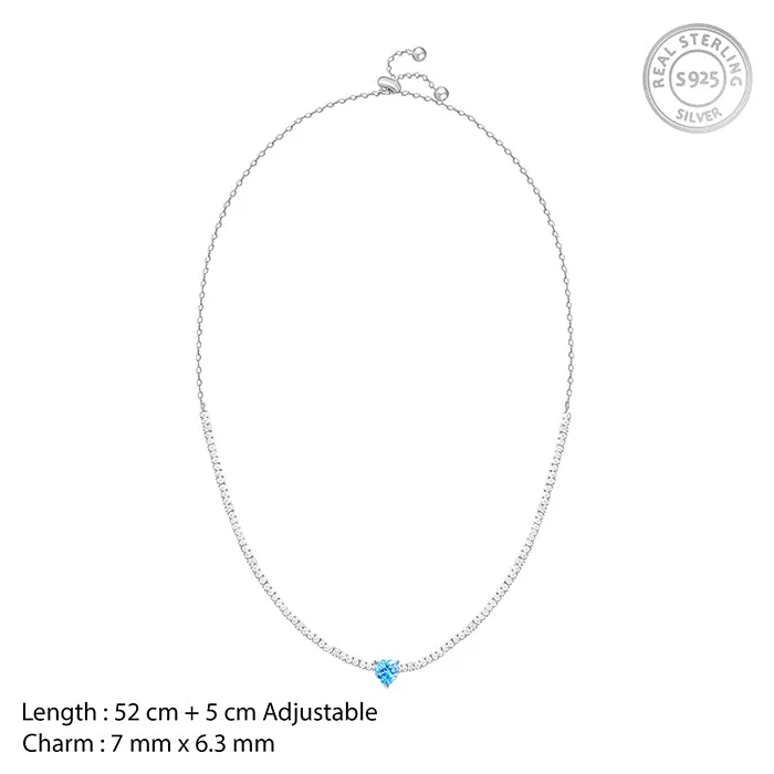 Silver Blue Heart Choker Necklace Giva