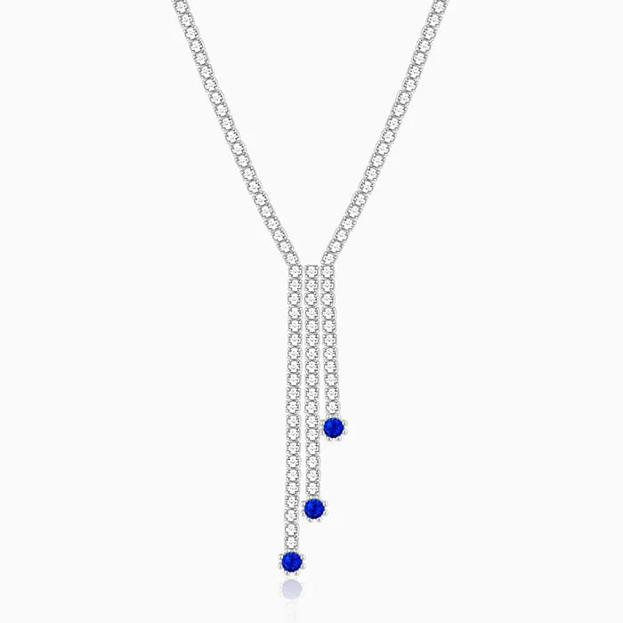 Silver Blue Lariat Necklace Giva