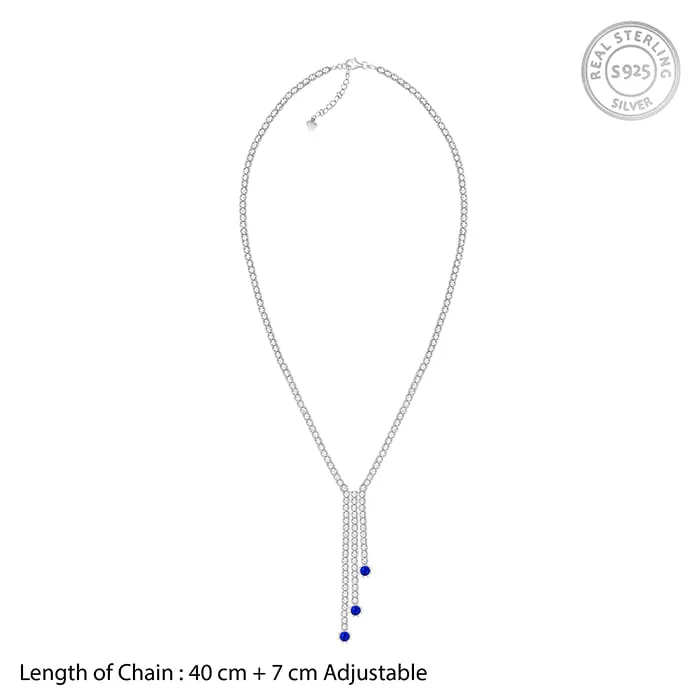 Silver Blue Lariat Necklace Giva