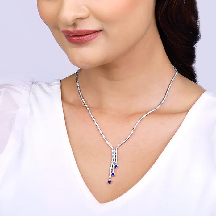 Silver Blue Lariat Necklace Giva