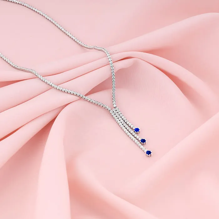 Silver Blue Lariat Necklace Giva