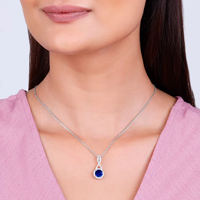 Silver Blue-maze Pendant With Link Chain Giva