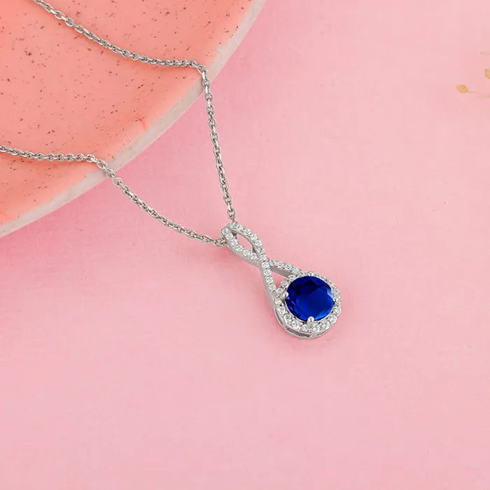 Silver Blue-maze Pendant With Link Chain Giva