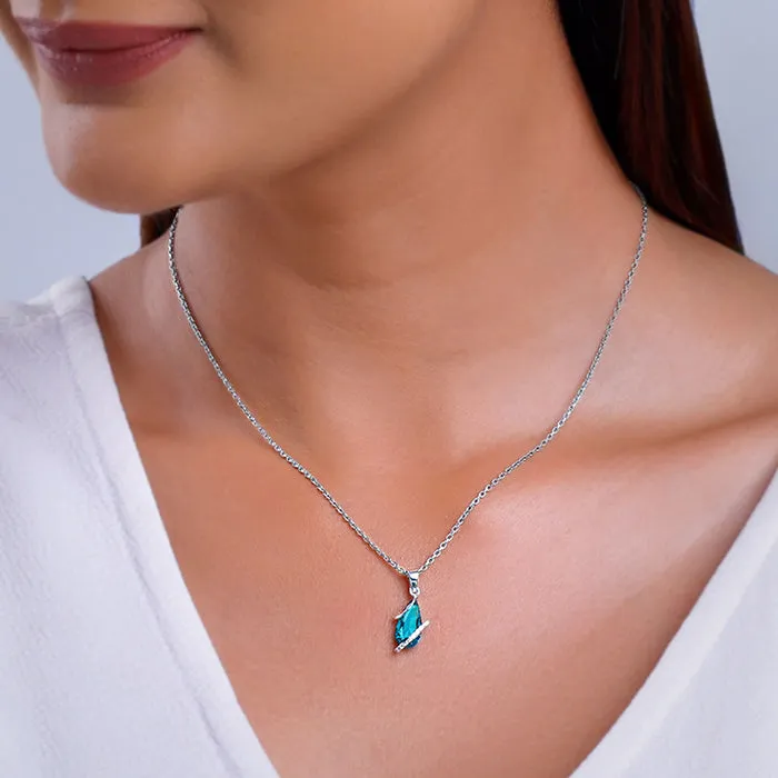 Silver Blue Night Pendant With Link Chain Giva