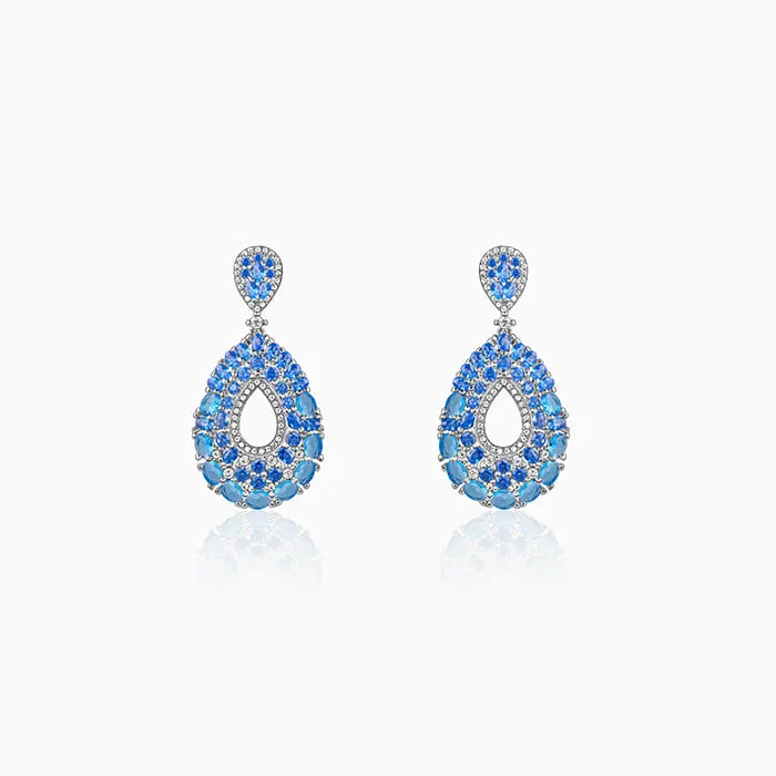 Silver Blue Pear Earrings Giva