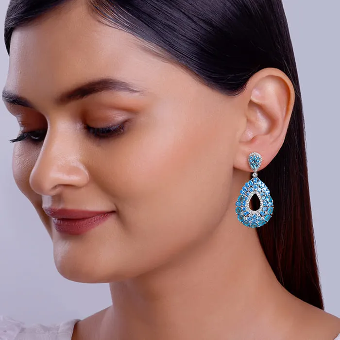 Silver Blue Pear Earrings Giva