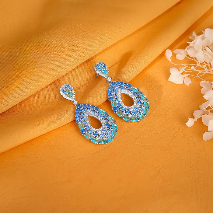 Silver Blue Pear Earrings Giva