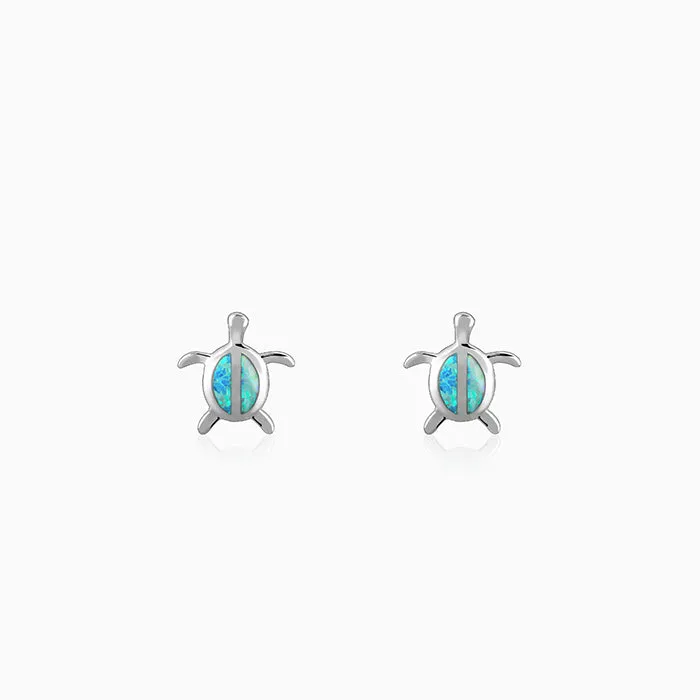 Silver Blue Turtle Studs Giva