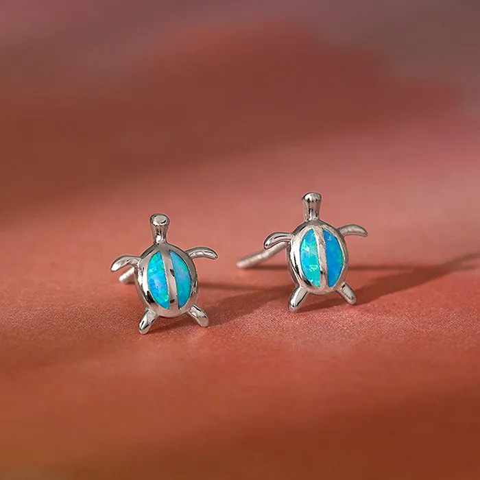 Silver Blue Turtle Studs Giva