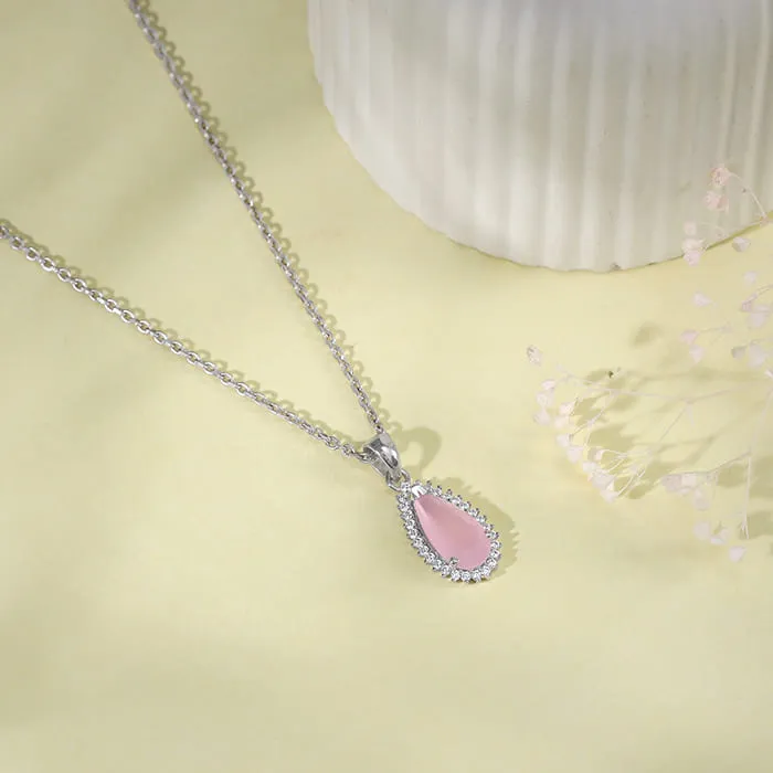 Silver Blush Aura Drop Pendant With Link Chain Giva