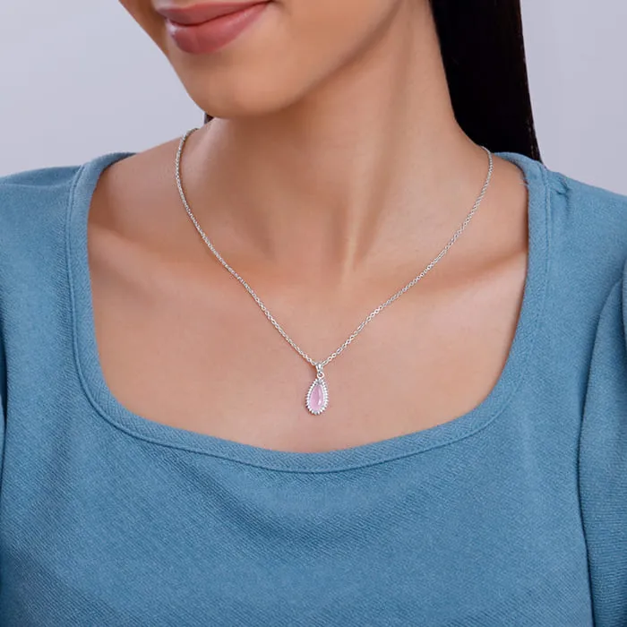Silver Blush Aura Drop Pendant With Link Chain Giva