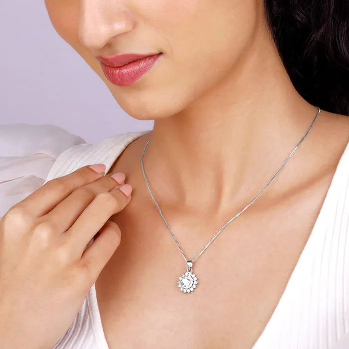 Silver Celestial Floral Pendant With Box Chain Giva