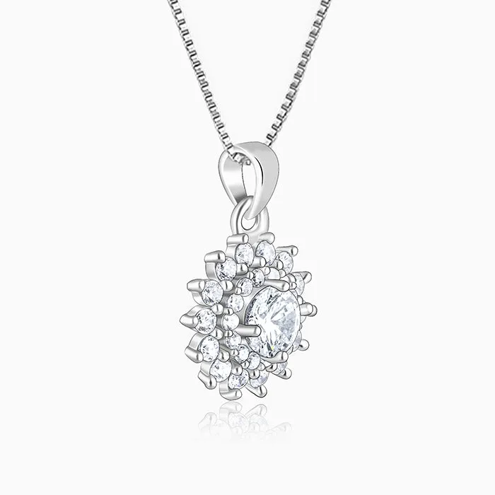 Silver Celestial Floral Pendant With Box Chain Giva