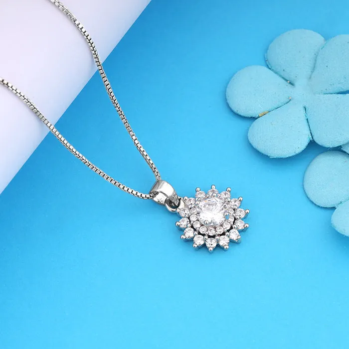 Silver Celestial Floral Pendant With Box Chain Giva