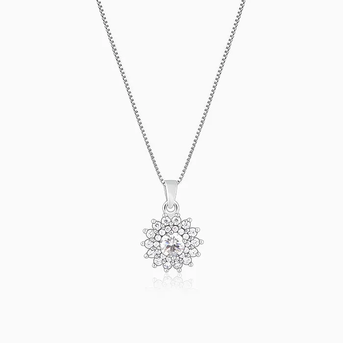 Silver Celestial Floral Pendant With Box Chain Giva