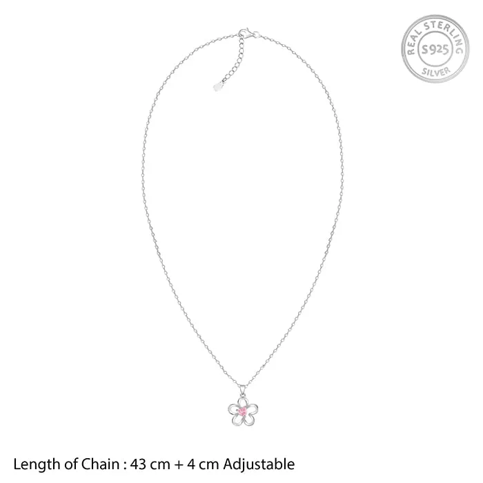 Silver Cherished Flower Pendant With Link Chain Giva