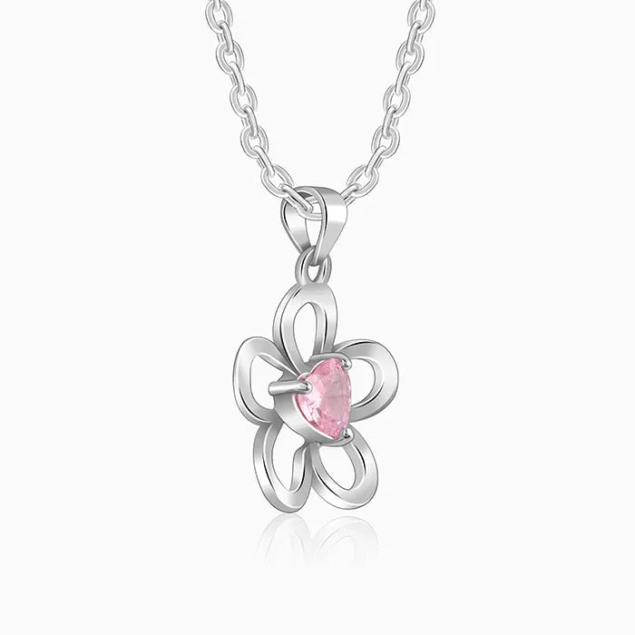 Silver Cherished Flower Pendant With Link Chain Giva