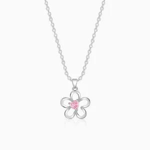 Silver Cherished Flower Pendant With Link Chain Giva